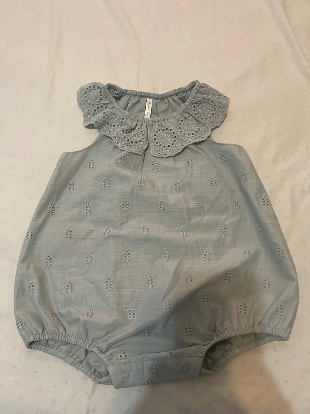 Rylee + Cru Seafoam Eyelet Ruffle Romper
